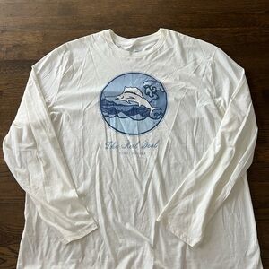 Tommy Bahama White Long Sleeve Shirt with Blue Graphic